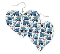 Orecchini a cuore da donna alla moda orecchini pendenti in pelle blu escavatore divertente orecchini senza nichel per festa di compleanno accessori di decorazione