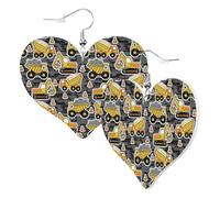 Orecchini a cuore da donna alla moda orecchini pendenti in pelle con escavatore al lavoro divertenti orecchini senza nichel per festa di compleanno accessori decorazione