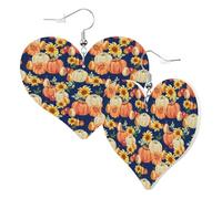 Orecchini a cuore da donna alla moda orecchini pendenti in pelle con margherite di zucca autunnale divertenti orecchini senza nichel per festa di compleanno accessori decorazione