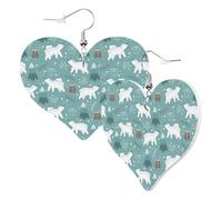 Orecchini a cuore da donna alla moda orecchini pendenti in pelle con stampa di orso di neve bianco divertenti orecchini senza nichel per festa di compleanno accessori decorazione