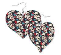Orecchini a cuore da donna alla moda - Orecchini pendenti in pelle con teschio a disco rock, divertenti orecchini senza nichel per festa di compleanno accessori decorativi