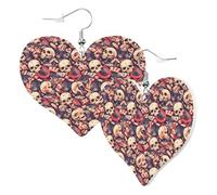 Orecchini a cuore da donna alla moda orecchini pendenti in pelle con teschio di roccia divertenti orecchini senza nichel per festa di compleanno accessori decorativi
