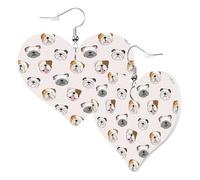 Orecchini a cuore da donna alla moda orecchini pendenti in pelle con volto bulldog divertenti orecchini senza nichel per festa di compleanno accessori decorazione
