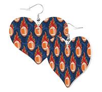 Orecchini a cuore da donna alla moda orecchini pendenti in pelle di calcio americano e fiamme di fuoco divertenti orecchini senza nichel per festa di compleanno accessori decorazione