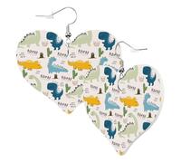 Orecchini a cuore da donna alla moda orecchini pendenti in pelle di dinosauro per bambini divertenti orecchini senza nichel per festa di compleanno accessori di decorazione