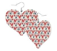 Orecchini a cuore da donna alla moda orecchini pendenti in pelle di gallo, divertenti orecchini senza nichel per festa di compleanno accessori di decorazione