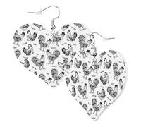 Orecchini a cuore da donna alla moda orecchini pendenti in pelle di gallo retrò divertenti orecchini senza nichel per festa di compleanno accessori di decorazione