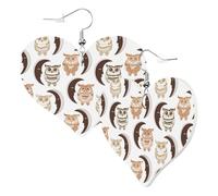 Orecchini a cuore da donna alla moda orecchini pendenti in pelle di luna crescente e gufo divertenti orecchini senza nichel per festa di compleanno accessori decorazione