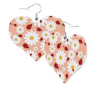 Orecchini a cuore da donna alla moda orecchini pendenti in pelle di margherita e coccinella divertenti orecchini senza nichel per festa di compleanno accessori decorazione