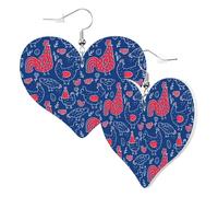 Orecchini a cuore da donna alla moda orecchini pendenti in pelle di pollo e gallo, divertenti orecchini senza nichel per festa di compleanno accessori di decorazione