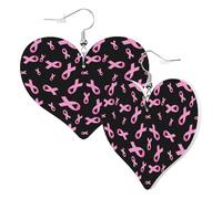 Orecchini a cuore da donna alla moda orecchini pendenti in pelle per sensibilizzare il cancro al seno, divertenti orecchini senza nichel per festa di compleanno accessori di decorazione
