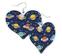 Orecchini a cuore da donna alla moda pianeti stelle orecchini pendenti in pelle divertenti orecchini senza nichel per festa di compleanno accessori decorazione