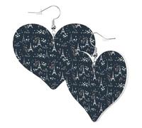 Orecchini a cuore da donna alla moda romantici orecchini pendenti in pelle Torre Eiffel divertenti orecchini senza nichel per festa di compleanno accessori decorativi