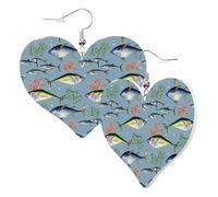 Orecchini a cuore da donna alla moda vari orecchini pendenti in pelle di pesce selvatico divertenti orecchini senza nichel per festa di compleanno accessori decorativi