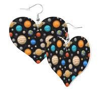 Orecchini a cuore da donna moderni pianeti nello spazio profondo orecchini pendenti in pelle divertenti orecchini senza nichel per festa di compleanno accessori decorazione