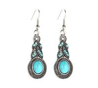 Orecchini a cuore da donna orecchini a cerchio blu semplici orecchini a goccia per donne Western Vintage Boho Girls - Orecchini pendenti pendenti piccoli orecchini a perno, Misura unica, Metallo,