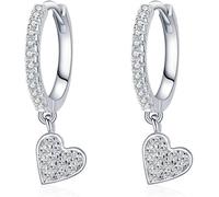 Orecchini a cuore in argento 925 con ciondolo a cuore piccolo creolo in zirconi