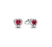 Pandora Orecchini a bottone con cuore rosso in rilievo 298427C04