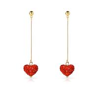 Orecchini a Cuore Rosso, Dolce Amore A Forma di Cuore Orecchini di San Valentino per Donne Fidanzata Strass Romantico Goccia Orecchini che Pendono per Compleanno Natale Gioielli Regali
