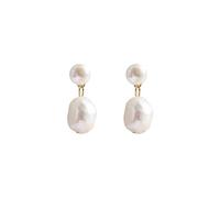 Orecchini a doppia goccia con perla, post in argento 925 con perle d'acqua dolce rotonde e barocche, adatti per incontri, feste e regali