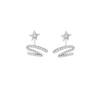 Orecchini a doppia goccia CZ placcati in argento con stella e vortice-gioielli scintillanti, abbigliamento quotidiano e da festa per le donne