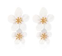 Orecchini a Doppio Fiore 3D Pendenti Boho Chic con Fiori Selvatici - Gioielli Statement per Donne e Ragazze