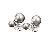 Orecchini a farfalla con perla e orecchini a goccia a farfalla 2 - in - 1 con design a doppia perla, gioielli alla moda eleganti da donna-white