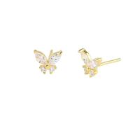 Orecchini a farfalla in argento 925 con zircone e scritta "Lady Sweet Super Flash", Metallo