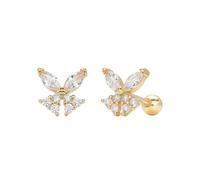 Orecchini a farfalla intarsiati in argento sterling con zirconi gioielli da donna.