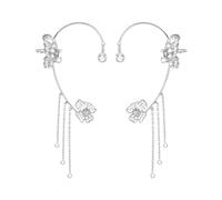 Orecchini a farfalla, non penetrante, nappa scintillante, con zirconi squisiti, gioielli da sposa per matrimoni, regali per bambini, Taglia unica, Cristallo artificiale, Nessuna pietra preziosa