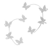 Orecchini a farfalla, non penetrante, nappa scintillante, con zirconi squisiti, gioielli da sposa per matrimoni, regali per bambini, Taglia unica, Cristallo artificiale, Nessuna pietra preziosa