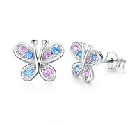 Orecchini a farfalla Orecchini a farfalla in argento sterling 925 con zirconi cubici per donna farfalla per ragazze e bambini (A)