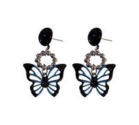 Orecchini a farfalla vintage chic-Orecchini a farfalla con apertura e taglienti neri gioielli versatili per la festa regalo di vacanza per lei