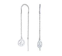 Orecchini A Filo Con Simbolo Di Pace Mondiale Piccoli Semplici Leggeri Lineari Piatti Per Donne Adolescenti In Argento Sterling .925 Con Gancio A U Stabilizzante