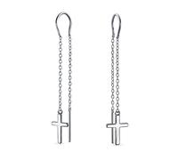 Orecchini A Filo Leggero Lineare E Minimalista Con Catena Lunga Religiosa A Pendente Croce Spirituale Per Donne Adolescenti Gancio A U In Argento Sterling .925 Per Stabilizzare