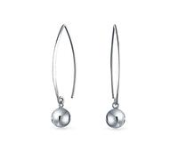 Orecchini a filo lungo e sottile con design geometrico minimalista e pendente a sfera per donna in argento sterling .925 con perla da 8MM
