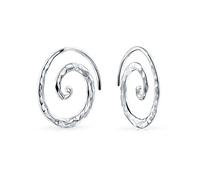 Orecchini A Filo Tribale A Spirale Martellata Con Motivo Geometrico Boho Per Donne Adolescenti In Argento Sterling .925
