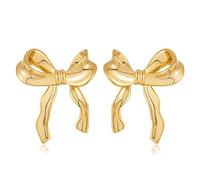 Orecchini a fiocco in argento dorato per donne orecchini a nastro in argento Sterling 925 gioielli regalo per ragazze, Zinco