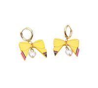 Orecchini a fiocco in oro da donna orecchini a forma di cuore con fiocco giallo orecchini a goccia per insegnanti di ritorno a casa orecchini a fiocco per insegnanti di laurea, 1.46 IN, Ottone