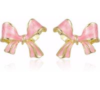 Orecchini a fiocco in oro da donna, orecchini pendenti a catena lunga con nappa, orecchini piccoli alla moda, orecchini pendenti a cascata con nastro, orecchini con fiocco di perle, gioielli eleganti