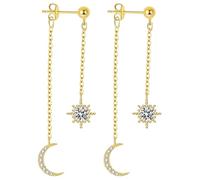 Orecchini a fiocco pendenti per le donne orecchini a forma di luna e stella con zirconi cubici gioielli celesti per gioielli da sposa grossi piccoli orecchini a cerchio, Misura unica, Zinco, Nessuna