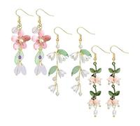 Orecchini a fiore - 3 orecchini a fiore da donna, regali di mughetto, orecchini primaverili, orecchini con nappe floreali a foglia, delicati fiori bohémien per matrimoni, regali per la mamma