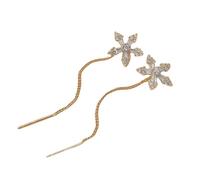 Orecchini a fiore decorati con cristalli lunghi e nappe lunghe accessori per le orecchie per donne ragazze accessori per gioielli scintillanti orecchini per eventi serali, Misura unica, come descritto