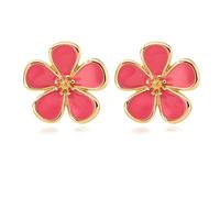 Orecchini a fiore placcati in oro 14 carati, da donna, stile bohémien, grossi e floreali, alla moda, ideali come regalo per matrimoni e vacanze, Small, Lega di acciaio, Nessuna pietra preziosa