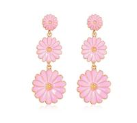 Orecchini a fiore rosa, orecchini a margherita, da donna, orecchini primaverili da donna, carini, unici, fantasiosi, lunghi, estivi, (Style1_Pink)