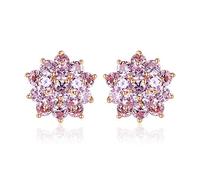 Orecchini a fiori di pietra piena di pietre piene rosa al 100% per le orecchie da sposa dei gioielli.