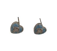 Orecchini a forma cuore e croci placcati in oro con pietre preziose turchese simulato Accessori per le orecchie Orecchini a croce a forma cuore turchese con accessorio
