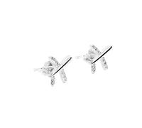 Orecchini a forma di Aereo in Argento 925 e Zirconi - Speciale Idea Regalo per Donna Viaggiatrice e Chi Ama i Viaggi - Orecchini Donna Nichel Free - Modello Las Vegas (Argento)