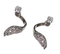 Orecchini a forma di ala attorcigliata con pietre scintillanti per le unghie dell'orecchio gioielli eleganti per le donne orecchie sensibili eleganti orecchini per orecchie sensibili, Medio, come