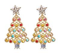 Orecchini a forma di albero di Natale da donna orecchini pendenti orecchini di lusso in oro con diamanti colorati orecchini di Natale per donne e ragazze
